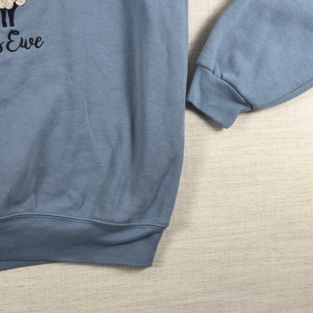 Morning Sun‎ Vintage Bless Ewe Sheep Stack Sweatshirt Blue Small Grandma Chic - Picture 2 of 9
